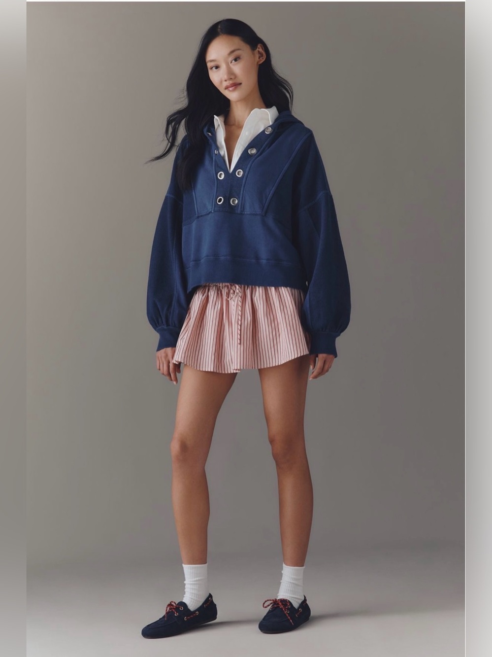 Pilcro Cotton Grommet Hooded Sweatshirt